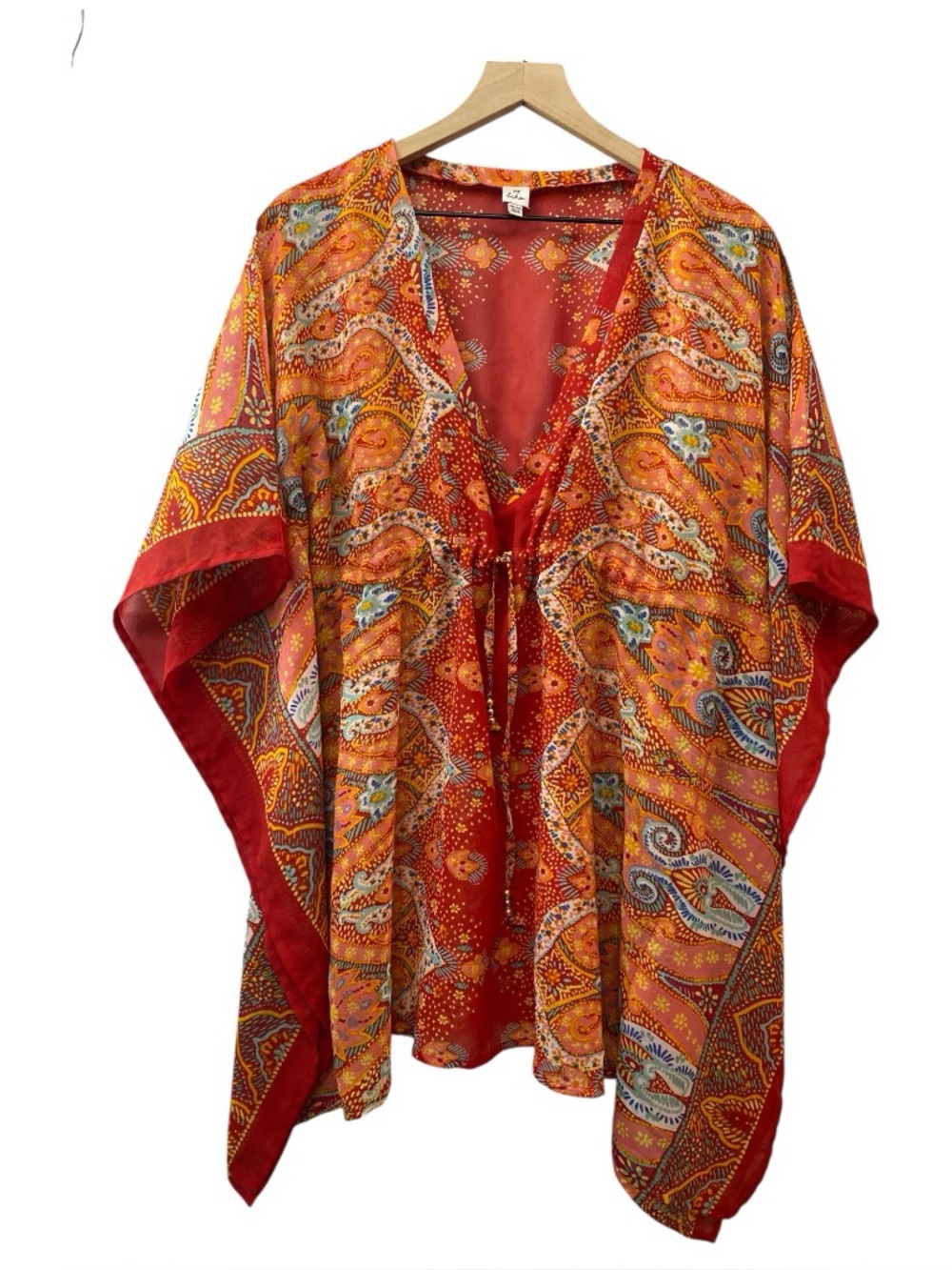 Echo Swim Cover-Up Size OS Multicolor Paisley Boho Lightweight Adjustable Tie